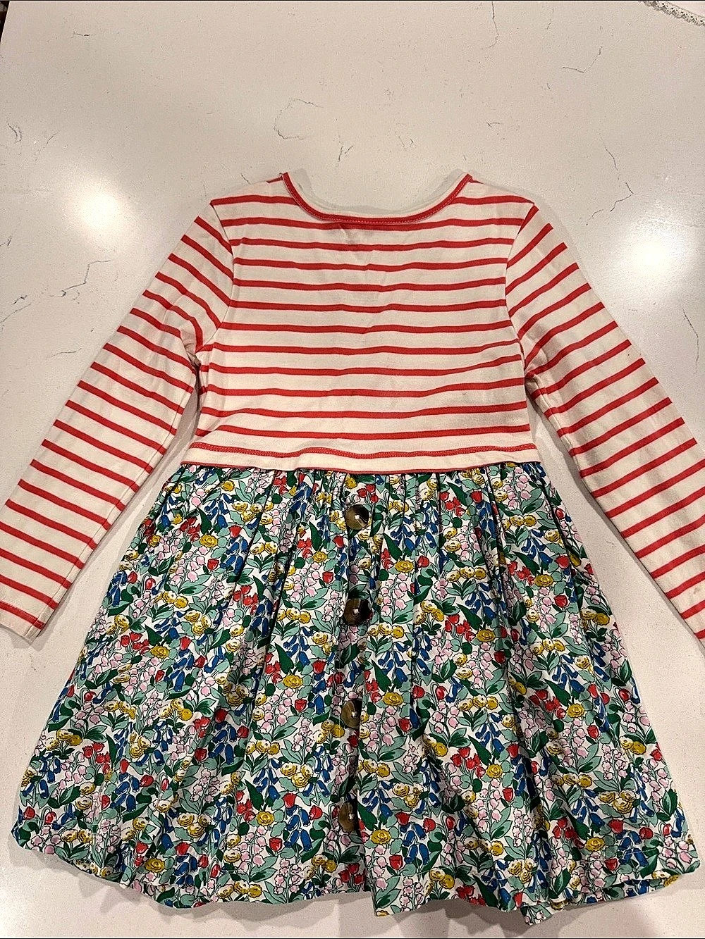 Mini Boden Striped Floral Dress Size 5-6Y